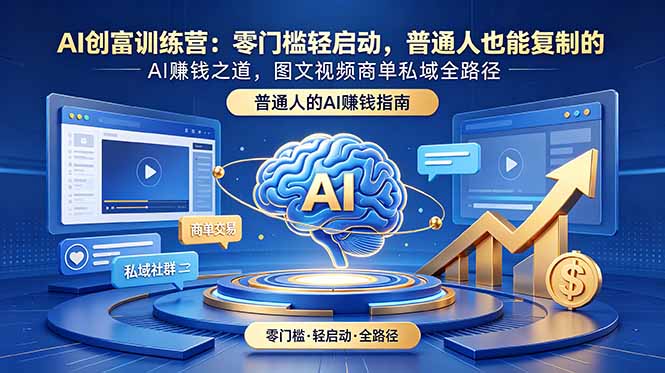 AI创富训练营：零门槛轻启动，普通人也能复制的AI赚钱之道，图文视频商单私域全路径-hcnxn