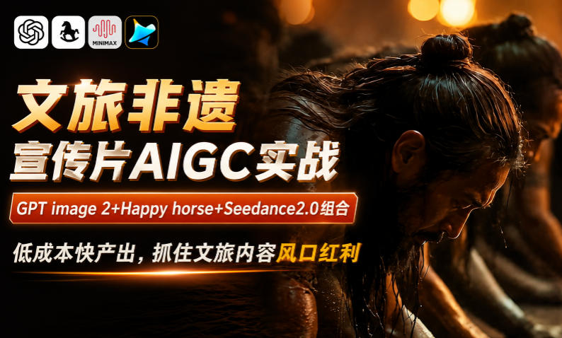 文旅非遗宣传片AIGC实战，GPT image 2+Happy horse+Seedance2.0组合，低成本快产出，抓住文旅内容风口红利-hcnxn