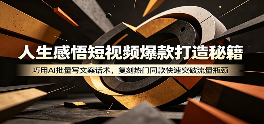 人生感悟短视频爆款打造秘籍：巧用A 批量写文案话术，复刻热门同款快速突破流量瓶颈-hcnxn