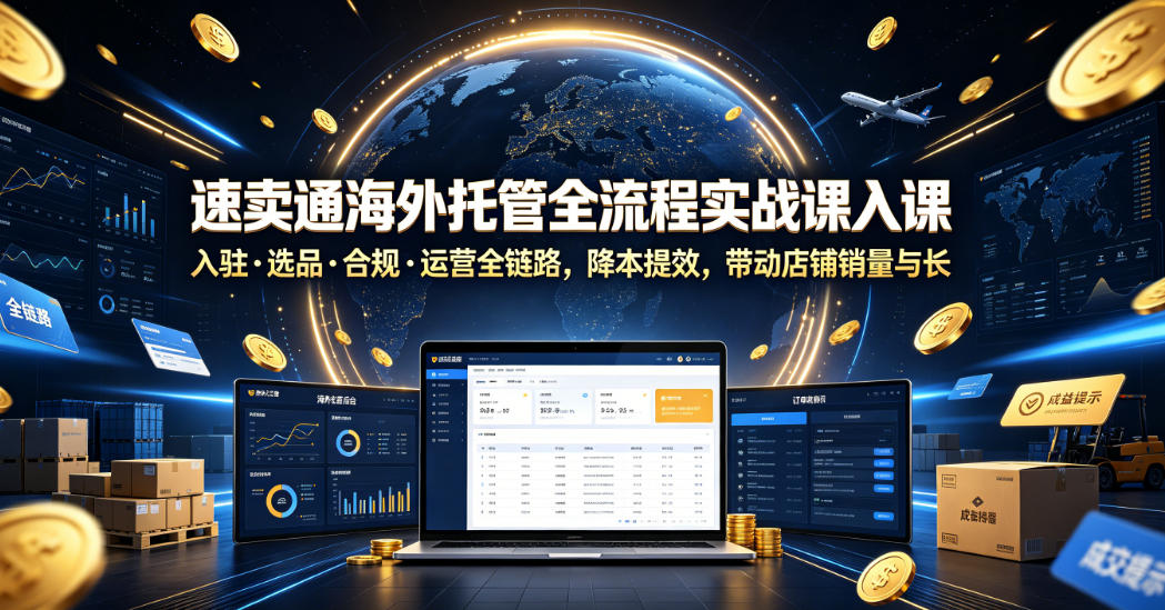速卖通海外托管全流程实战课入驻・选品・合规・运营全链路，降本提效，带动店铺销量与收益增长-hcnxn
