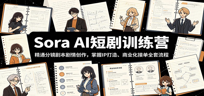 Sora AI短剧训练营：精通分镜剧本剧情创作，掌握IP打造、商业化接单全套流程-hcnxn