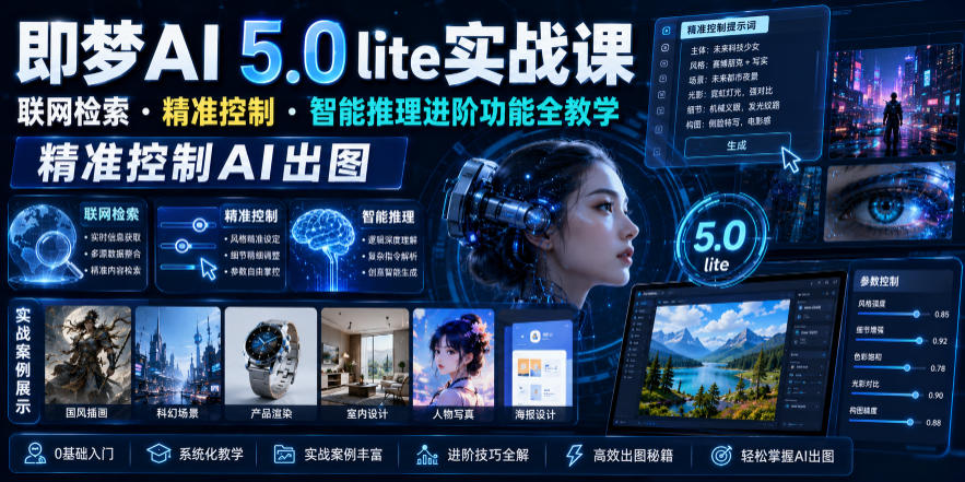 即梦AI 5.0 lite实战课，联网检索・精准控制・智能推理进阶功能全教学，精准控制AI出图-hcnxn