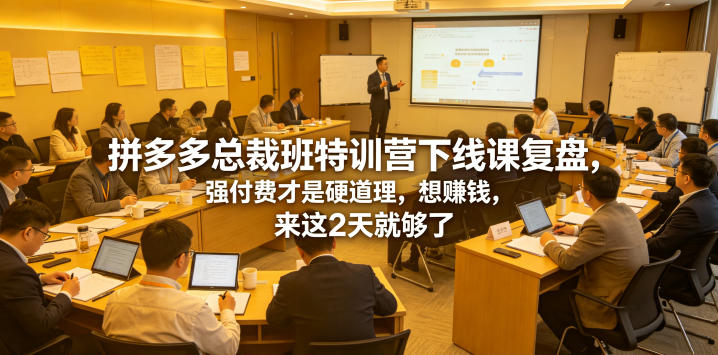 拼多多总裁班特训营下线课复盘，强付费才是硬道理，想賺钱，来这2天就够了-hcnxn