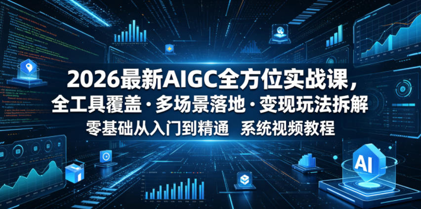 2026最新AIGC全方位实战课，全工具覆盖・多场景落地・变现玩法拆解，零基础从入门到精通系统视频教程-hcnxn