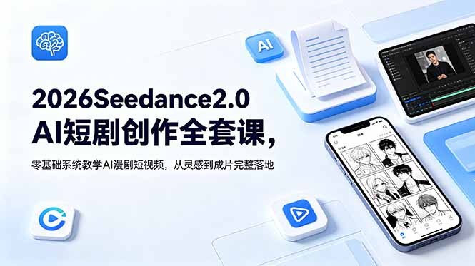 2026Seedance2.0AI短剧创作全套课，零基础系统教学AI漫剧短视频，从灵感到成片完整落地-hcnxn