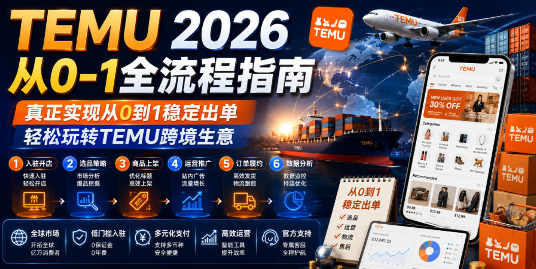 TEMU 2026从0-1全流程指南，真正实现从0到1稳定出单，轻松玩转TEMU跨境生意-hcnxn