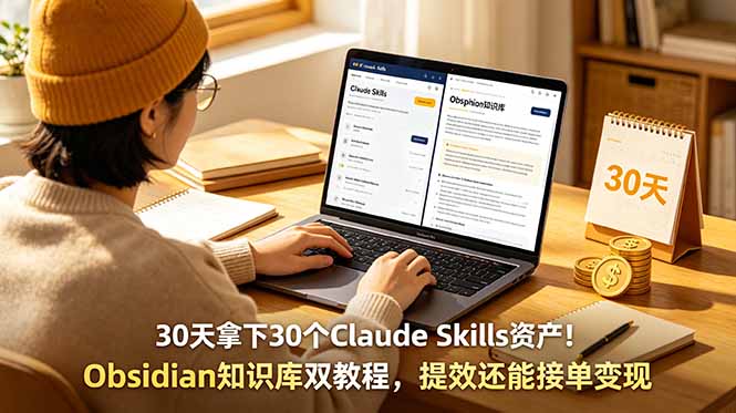 30天拿下30个Claude Skills资产！Obsidian知识库双教程，提效还能接单变现-hcnxn