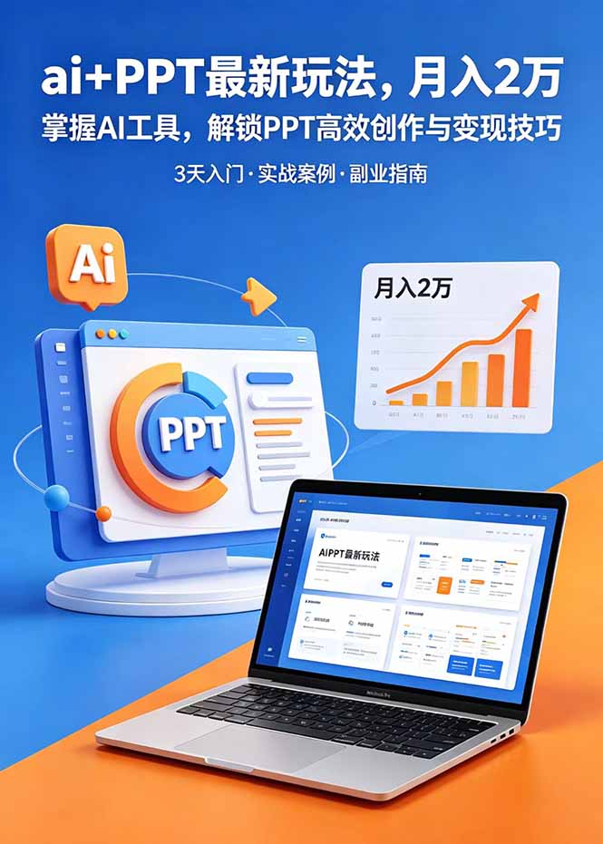 ai+PPT最新玩法，月入2万掌握AI工具，解锁PPT高效创作与变现技巧3天入门，实战案例·副业指南-hcnxn