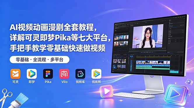 AI视频动画漫剧全套教程，详解可灵即梦Pika等七大平台，手把手教学零基础快速做视频-hcnxn