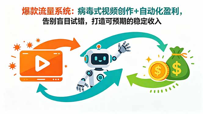 爆款流量系统：病毒式视频创作+自动化盈利，告别盲目试错，打造可预期的稳定收入-hcnxn
