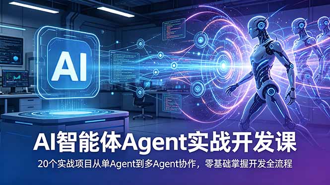 AI智能体Agent实战开发课：20个实战项目从单Agent到多Agent协作，零基础掌握开发全流程-hcnxn