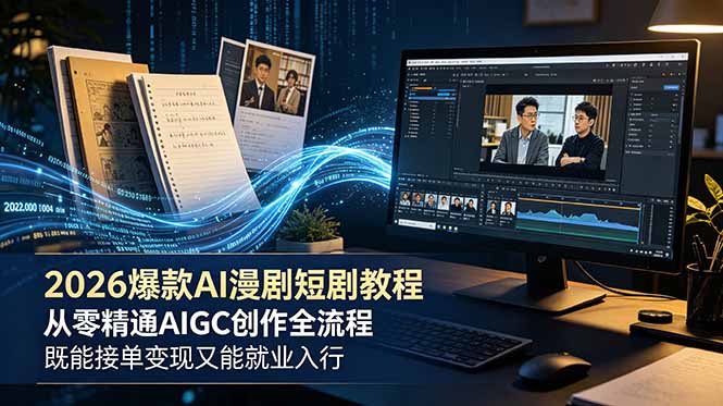 2026 爆款 AI 漫剧短剧教程 从零精通 AIGC 创作全流程 既能接单变现又能就业入行-hcnxn
