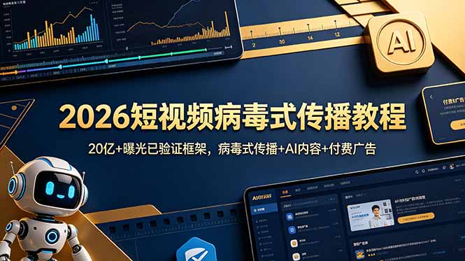 2026短视频病毒式传播教程：20亿+曝光已验证框架，病毒式传播+AI内容+付费广告-hcnxn