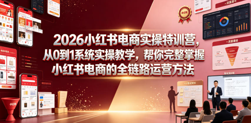 2026小红书电商实操特训营，从0到1系统实操教学，帮你完整掌握小红书电商的全链路运营方法-hcnxn