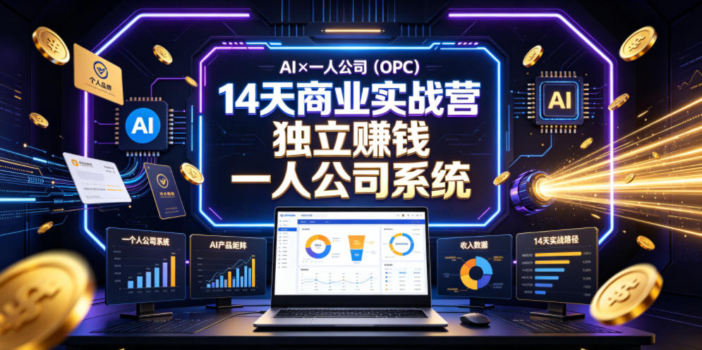 AI×一人公司(OPC)14天商业实战营，用AI帮你搭建一个属于你自己的、能独立賺钱的一人公司系统-hcnxn