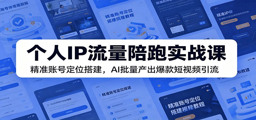 个人IP流量陪跑实战课：精准账号定位搭建，AI批量产出爆款短视频引流-hcnxn