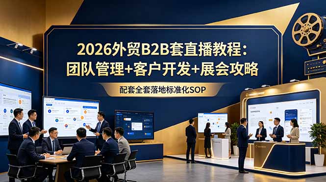 2026外贸B2B套直播教程：团队管理+客户开发+展会攻略，配套全套落地标准化SOP-hcnxn