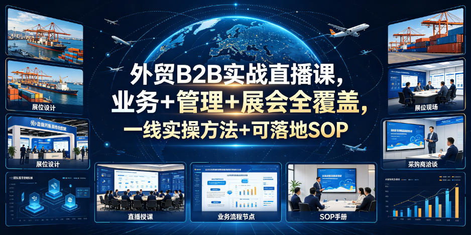 外贸B2B实战直播课，业务+管理+展会全覆盖，一线实操方法+可落地SOP-hcnxn