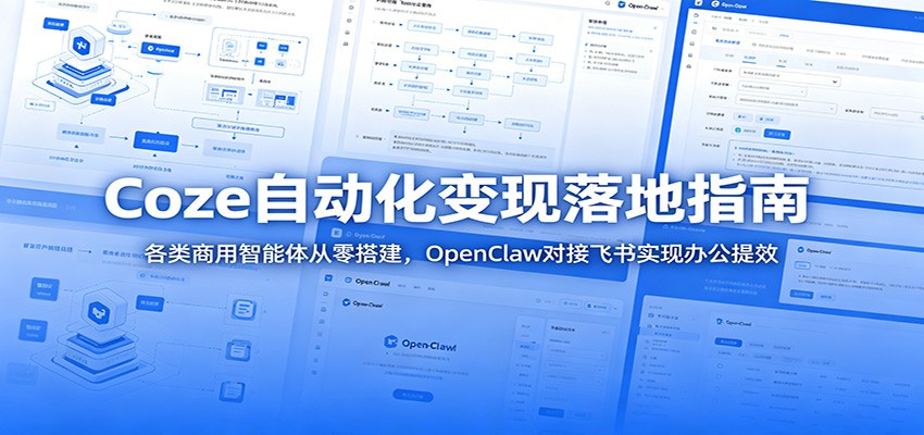 Coze自动化变现落地指南：各类商用智能体从零搭建，OpenClaw对接飞书实现办公提效-hcnxn