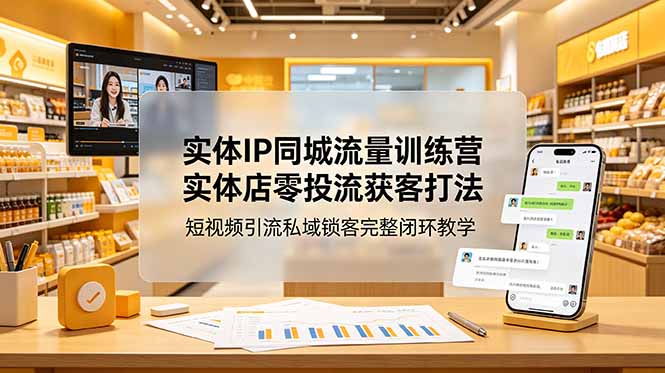 实体IP同城流量训练营：实体店零投流获客打法，短视频引流私域锁客完整闭环教学-hcnxn