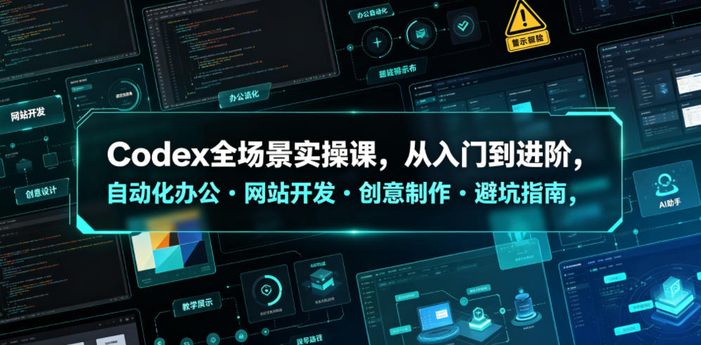 Codex全场景实操课，从入门到进阶，自动化办公・网站开发・创意制作・避坑指南，全流程教学-hcnxn