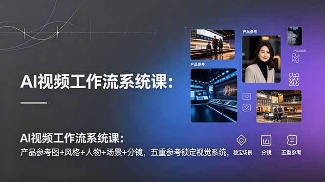 AI视频工作流系统课：产品参考图+风格+人物+场景+分镜，五重参考锁定视觉系统，稳定产出高质量视频-hcnxn