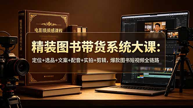 精装图书带货系统大课：定位+选品+文案+配音+实拍+剪辑，爆款图书短视频全链路-hcnxn