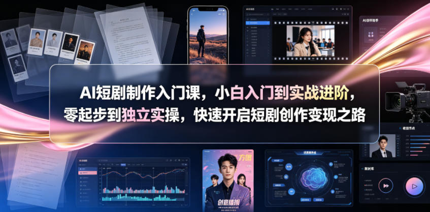 AI短剧制作入门课，小白入门到实战进阶，零起步到独立实操，快速开启短剧创作变现之路-hcnxn