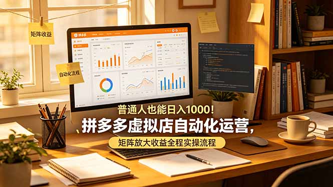 普通人也能日入 1000！拼多多虚拟店自动化运营，矩阵放大收益全程实操流程-hcnxn