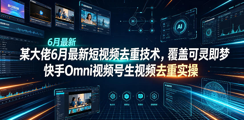 某大佬6月最新短视频去重技术，覆盖可灵即梦快手Omni视频号生视频去重实操-hcnxn