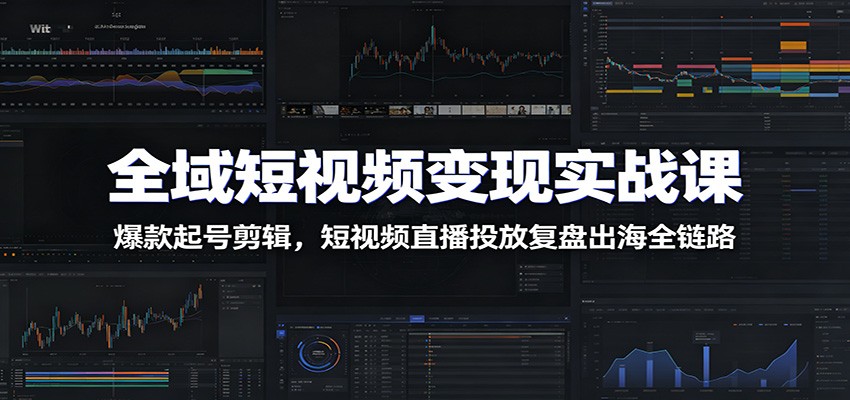 全域短视频变现实战课：爆款起号剪辑，短视频直播投放复盘出海全链路-hcnxn