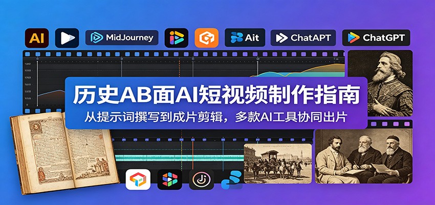 历史AB面AI短视频制作指南：从提示词撰写到成片剪辑，多款AI工具协同出片-hcnxn