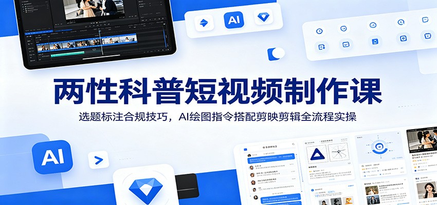 两性科普短视频制作课：选题标注合规技巧，AI绘图指令搭配剪映剪辑全流程实操-hcnxn