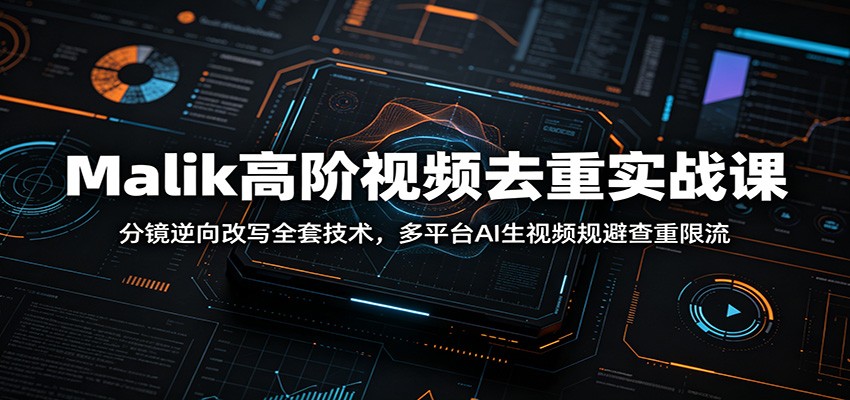 Malik高阶视频去重实战课：分镜逆向改写全套技术，多平台AI生视频规避查重限流-hcnxn