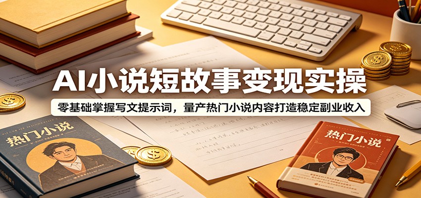 AI小说短故事变现实操：零基础掌握写文提示词，量产热门小说内容打造稳定副业收入-hcnxn