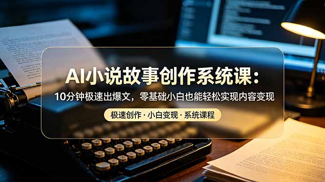 AI小说故事创作系统课：10分钟极速出爆文，零基础小白也能轻松实现内容变现-hcnxn