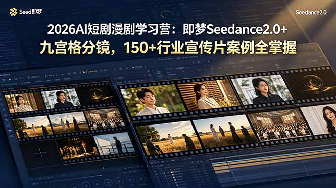 2026AI短剧漫剧学习营：即梦Seedance2.0+九宫格分镜，150+行业宣传片案例全掌握-hcnxn