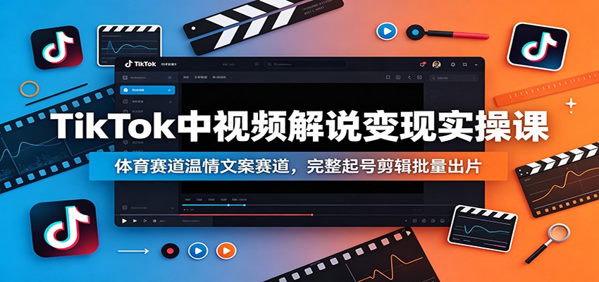 TikTok中视频解说变现实操课：体育赛道温情文案赛道，完整起号剪辑批量出片-hcnxn