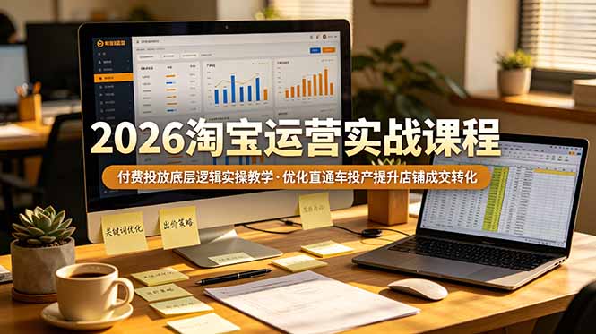 2026 淘宝运营实战课程，付费投放底层逻辑实操教学，优化直通车投产提升店铺成交转化-hcnxn