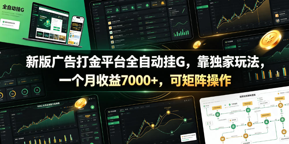 新版广告打金平台全自动挂G，靠独家玩法，一个月收益7000+，可矩阵操作【附全套脚本】【揭秘】-hcnxn