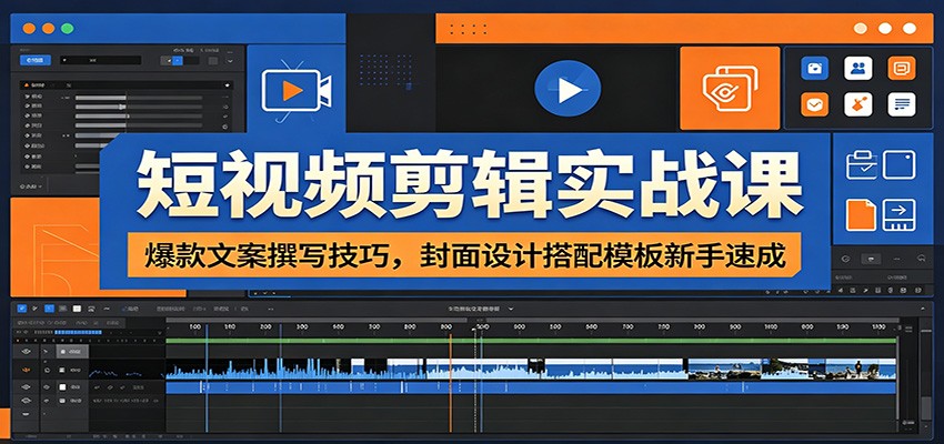 短视频剪辑实战课：爆款文案撰写技巧，封面设计搭配模板新手速成-hcnxn