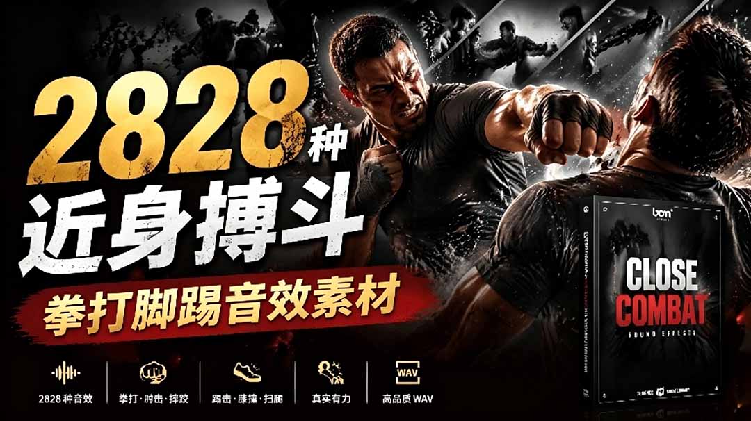 宝藏级别音效！2828种近身搏斗拳打脚踢音效素材，全部中文分类，免解压使用  Close Combat-hcnxn