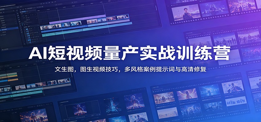 AI短视频量产实战训练营：文生图，图生视频技巧，多风格案例提示词与高清修复-hcnxn