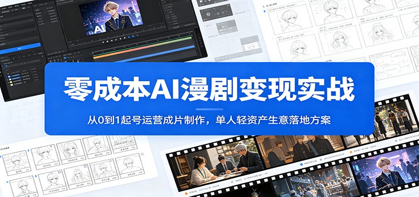 零成本AI漫剧变现实战：从0到1起号运营成片制作，单人轻资产生意落地方案-hcnxn