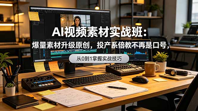 AI视频素材实战班：爆量素材升级原创，投产翻倍不再是口号，0-1系统教学实战落地-hcnxn