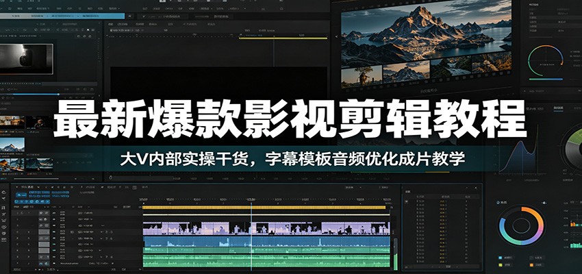 最新爆款影视剪辑教程：大V内部实操干货，字幕模板音频优化成片教学-hcnxn