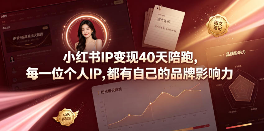 小红书IP变现40天陪跑，每一位个人IP，都有自己的品牌影响力-hcnxn
