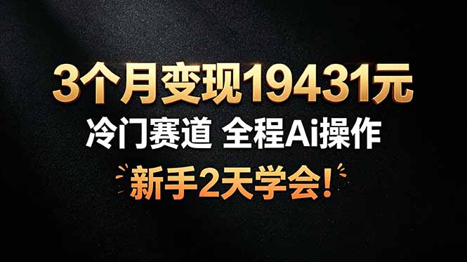 3个月变现19431元，冷门赛道 全程Ai操作，新手2天学会！-hcnxn
