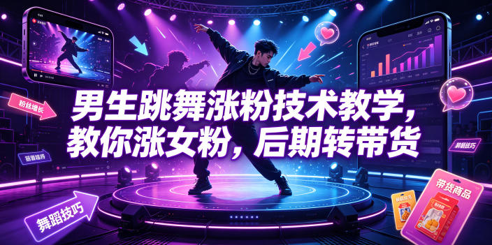 男生跳舞涨粉技术教学，教你涨女粉，后期转带货-hcnxn