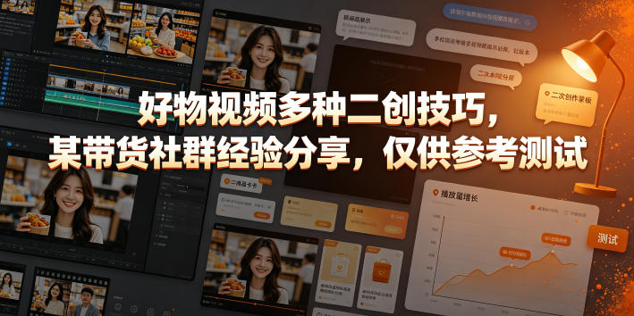 好物视频多种二创技巧，某带货社群经验分享，仅供参考测试-hcnxn